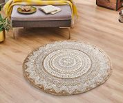 SASHAA WORLD Handwoven Jute Natural Reversible Rugs Round Braided Floor Carpet Mat for Living Room, Bedroom, Dining, Office, Restaurant (110 cms Round, Natural)