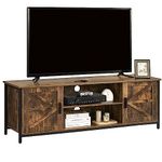 WEENFON Farmhouse TV Stand for up to 65 Inch TV, Entertainment Center with 2 Cabinets & Shelf, TV Stand with Metal Frame & Cable Management, for Living Room, Rustic Brown