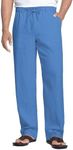 COOFANDY Mens Linen Beach Pant Lightweight Elastic Waist Linen Trouser Casual Yoga Beach Pants (Royal Blue, XL)