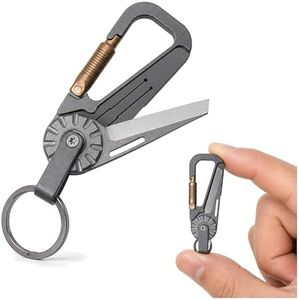 FQJOYL Titanium Alloy Keychain Knife for Men - EDC Gear Multitool Carabiner with Folding Utility Knife, Tactical Keychain Accessory, Pocket knife, portable gift for the boyfriend
