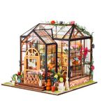 HooySprs DIY Miniature Dollhouse Kit, Mini House Kit with Furniture, 1:24 Scale Wooden Greenhouse Craft Kit for Women Girls Boys Present Birthday Valentine, Jenny's Flower Greenhouse