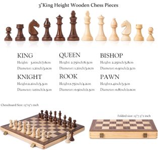 A&A 15" Wooden Chess Set – Classic Folding Board Game