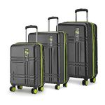 Safari Zany Recessed Tsa Lock, 8 Wheels, Hardside (Cabin & Check-in) Polycarbonate Trolley Spinner Luggage Set of 3, Black Color 55Cm, 67Cm & 78Cm, Small, Medium, Large