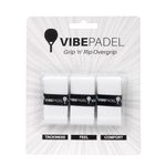 VIBEPADEL - Grip 'n' Rip Padel Overgrip - Non Slip Tacky Feel Overgrip for Padel Racket, Pickleball, Squash, Badminton - 3 Pack - Multiple Colours (All White Pack) - Ideal Padel Racket Accessory