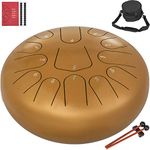 VEVOR Steel Drum 13 Notes Percussion Instrument 12 Inches Tongue Drum, Steel Tongue Drum, Steel Drums Instruments With Bag, Book, Mallets, Mallet Bracket, Hang Pan Drum Instrument, Golden