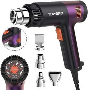 TDAGRO Heat Gun for crafting 1800W, 122℉~1202℉ Variable Temperature Control with 2-Temp Settings 4 Nozzles, 1.5s Fast Heating Mini Heat Gun for Resin, Shrink PVC Tubing/Wrapping/Crafts and Vinyl Wrap