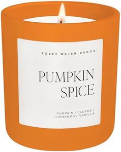 Sweet Water Decor Pumpkin Spice Candle - Fall Candles with Pumpkin, Clover, Cinnamon & Vanilla Scent for Home - Pumpkin Candle with 70 Hours Burn Time - 15Oz Orange Jar Pumpkin Spice Soy Candles