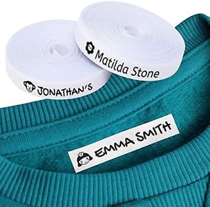 100 Personalised Iron-on Fabric Labels to Mark Your Clothes with Icons. White. Gentle with Your Kids Skin, for Children's School Uniform.