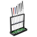 XCSOURCE Wooden Golf Putter Stand, Golf Club Holder Stand Floor Display Rack, Golf Club Rack for 8 Clubs and 12 Balls Storage, Golf Club Organizer for Indoor Home Office Club Simulator