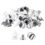 sourcing map 50Sets Cone Spike Stud Rivet, 8x12mm Screw Back Tree Studs and Spikes for Leather Craft, Clothing, Shoes, Belts, Bags (White)