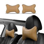 Car Seat Pillow, Car Neck Pillow, Car Seat Neck Support Pillow, Car Neck Pillows Headrest, Soft Leather Headrest, Car Headrest Pillow Suitable for Driving Home Office (Cream-Coloured)