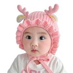 REFFER Unisex-Baby Baby Winter Cap, Cute Deer Bonnet Design, Winter Cap For Baby, Kids Cap, Baby Cap, Fits For 6 Month To 3 Years Two Layers Warm (In, Age, 6 Months, 24 Months, Pink)