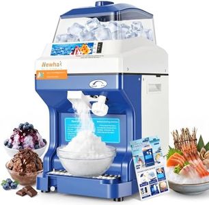 Newhai Ice Shaver Commercial Ice Crusher Electric Shaved Ice Machine 300W Automatic Snow Cone Maker 1400RPM Thickness Adjustable 441 LBS/H Ice Shaving Machine
