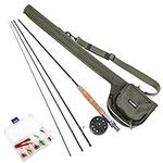 QIONGHA 9' Fly Fishing Rod and Reel Combo with Carry Bag 10 Flies Complete Starter Package Fly Fishing Kit, Green, 28010-TA5