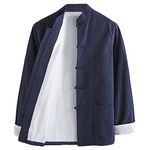 ZooBoo Mens Martial Arts Kung Fu Jacket Tang Suit (L, Dark Blue)