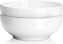 HUIRUMM Large Serving Bowls Set,9" White Serving Bowls, Set of 2 Large Salad Bowls,Ceramic Pho Bowls for Kitchen,Side Dishes, Pasta, Dinner Parties, Kitchen Decor, Microwave & Dishwasher Safe