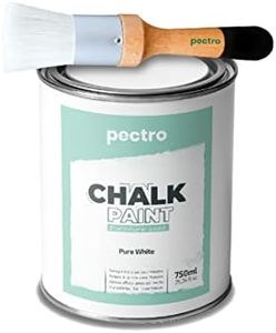 Chalk Paint for Furniture 25 fl.Oz. (750ml) + Special Chalk Paint Brush - Furniture Paint no Sanding or Priming - Chalk Finish Wood Paint - DIY Projects Home Decor & Improvement (PURE WHITE)