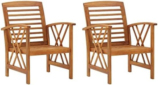 vidaXL Garden Chairs - Set of 2 Solid Acacia Wood Patio Chairs with Slatted Design - Brown Outdoor Seating for Terrace and Patio