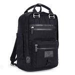 SEVENTEEN LONDON – Modern Urban Unisex Black & Black 'Wimbledon' Backpack in a Classic Slim Simple Design – Fits Laptop up to 13”