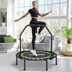 ONETWOFIT Foldable Rebounder Trampoline for Adults, 40” Mini Fitness Trampoline W/Adjustable Foam Handle Bungees, Quiet Exercise Trampoline for Personal Indoor Garden Workout, Max Load 330lbs