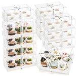 Cedilis 15 Pack Clear Cupcake Boxes, 6 Count Cupcake Containers with Gift Ribbon, Plastic Cupcake Carrier Holder for Treat Dessert Cookies Muffins Pastry Baby Shower Party