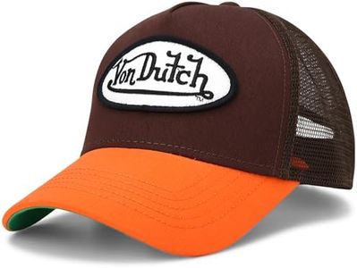 Von Dutch Unisex Trucker Hat - Curved Bill Mesh Back Retro Classic Colorblock Snapback Baseball Cap for Men and Women, Size One Size, Sepia Stone