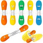 AUGSUN Corn Holders, 10Pcs/5 Pairs Corn Cob Holders Sets, Funny Faces Stainless Steel Corn on The Cob Holders BBQ Fork Skewers for Home Cooking Parties Camping (Multicolor)