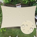 Windscreen4less Waterproof Sun Shade Sail Terylene UV Blocker Rectangle Sunshade Patio Canopy Sail 8' x 12' in Color Beige - Customized Sizes