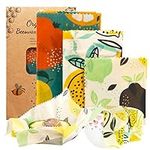 OrgaWise Reusable Beeswax Food Wrap Set, 6PCS Organic Cotton Bees Wax Wraps for Food Storage,Washable Eco Friendly Plastic Free Bowl Cheese Cover Sandwich Wrapper for Vegetable and Bread (Beeswaxwraps-6pcs)