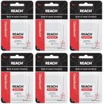 REACH Waxed Dental Floss, Cinnamon, Plaque Remover for Teeth, Shred Resistant, Floss Slides Smoothly, Easy to Use, Waxed, Deep Cleaning Teeth, Oral Care, PFAS Free, for Adults & Kids, 6 Pack, 55 yd