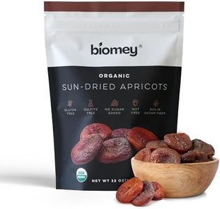 Biomey Organic Certified 2 LB Sun-Dried Unsulphured Turkish Apricots - Soft & Juicy Dried Fruit - No Sugar Added - No Preservatives - Vegan - Non-GMO - Gluten Free Healthy Snack - Bulk Value Resealable Pack