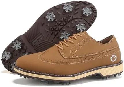 Zakey Golf Shoes Men Spikes Classic Golf Footwears Male Walking Sneakers for Golfers Size 7-14 (Brown,9.5)
