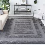 Tauhid Carpet Handwoven Super Soft Export Quality(USA) Shag Collection Graceful Swirl Area Rug,Bedroom Carpet 9 x 12 Grey/Grey