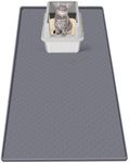 Bartuke Cat Litter Mat, Extra Large 51.2" x 25.6" Silicone Mat Litter Trapping Mat for Scatter Control, Soft on Kitty Paws, Easy to Clean (Gray)