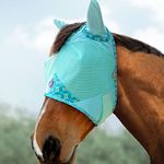 Harrison Howard Horse Fly Mask Half Face with Ears Fleece Edging with Attractive Patterns Adds More Flair Mint Warmblood Extra Large