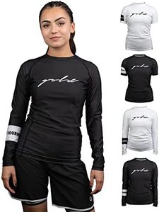 Gold BJJ Foundation Women's Rash Guard - No-Gi and Gi Jiu Jitsu Rashguard for Women (Long Sleeve, Black, L)