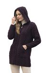 Aran Crafts Women's Irish Cable Knitted Wool Hooded Zip Coat (HD4025-LARGE-DAM)