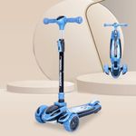 R for Rabbit Road Runner Racer Scooter for Kids of 3+ Years Age, 4 Level Height Adjustment Scooter for Kidswar, PU LED Wheels & Weight Capacity Upto 75 kg Kick Scooter(Blue Black)