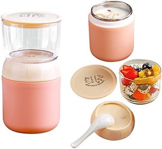 Xunyou Insulated Yogurt Container with Topping Cereal or Oatmeal Cup, Reusable Portable Leak-Proof Food Storage Jar with Lid and Spoon, Breakfast On the Go Cup for Milk, Granola, BPA Free, Pink