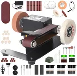 Tewpoy Mini Belt Sander with 7 Adjustable Speeds, Multi-Angle Electric Knife Sharpener and Belt Sanders for Woodworking,350W Bench Sander with Soft Shaft for Woodworking, Metal Polishing,and Crafting