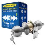 Door Knob with Lock and Key Communicating : Double Sided Door Lock : Anti Bump-Security Pick Pins : Double Cylinder Door Lock : Keyed Lock Entry : Satin Chrome Finish : Stainless Steel Construction