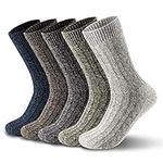 ElifeAcc 5 Pairs of Mens Thick & Warm Wool Socks(Size: UK 7-12 EU 40-46.5)