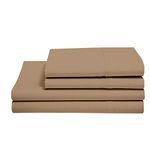 Bedding Begs 100% Organic Bamboo, Soft & Cooling, 4 Pices Bed Sheets(1 Flat Sheet and 1 Fitted Sheet 8" Deep Pocket with 2 Pcs Pillow Cover Set (17"x27") Queen Size Taupe Solid