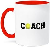 3dRose Coach, Black Letters with Tennis Ball On White Background Two Tone Red Mug, 11 oz, Red/White-Mug_192409_5