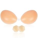 SHINYMOD Strapless Bra, Adhesive Silicone Invisible Backless Push Up Sexy Bra Sticky Reusable Skin Friendly Comfortable Cup Bra & 2Pcs Nipple Covers Padded Bra for Swimsuit Women - Silicone Bra - C