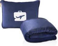 Soft Airplane Travel Blanket and Pillow/Hand Luggage Sleeve and Backpack Clip/Blanket and Pillow for Travel/Travel Accessories For Airplane/Travel Blanket with Storage Bag and Handle Belt (Navy Blue)