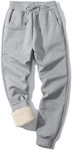 Gihuo Men's Winter Warm Fleece Pants Sherpa Fleece Lined Jogger Pants Sweatpant Athletic Running Ribbed Cuff Pants (02 Grey, XX-Large)