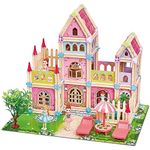 BLiSS HUES 234 Pieces Premium Wooden Castle Dollhouse| Stacking Educational Toys | Develops Thinking Skills| Creative Play| House Model Game for Kids- Multicolour