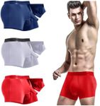 Feelonger Men's Trunks redundant Prepuce Physical Therapy Front Open Breathable Bulge Boxer Briefs Separated Pouch underwear (US, Alpha, XX-Large, Regular, Regular, Red+Blue+White)