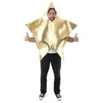 Adults Star Christmas Costume - Large Gold Star Costume with Face and Arm Holes - Mens Womens Unisex Novelty Christmas Nativity Fancy Dress Costume